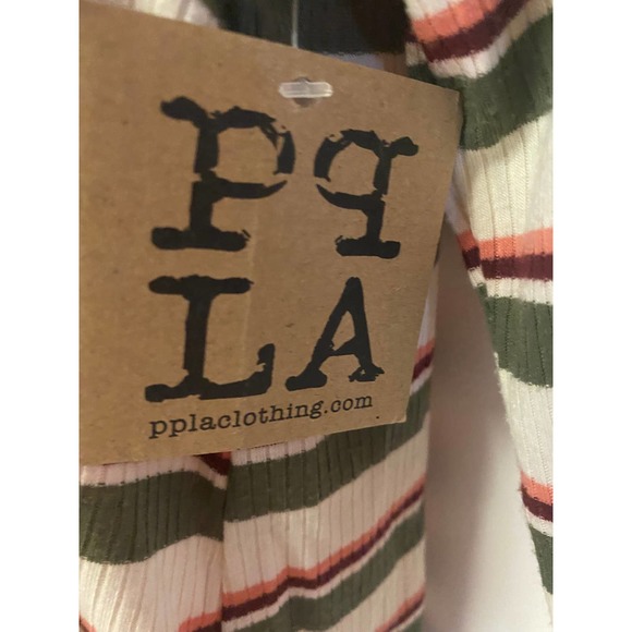 PPLA Lace-Up Back Ribbed Casual Long Sleeve T-Shirt Dress Ivory Olive Peach Wine - Picture 2 of 8